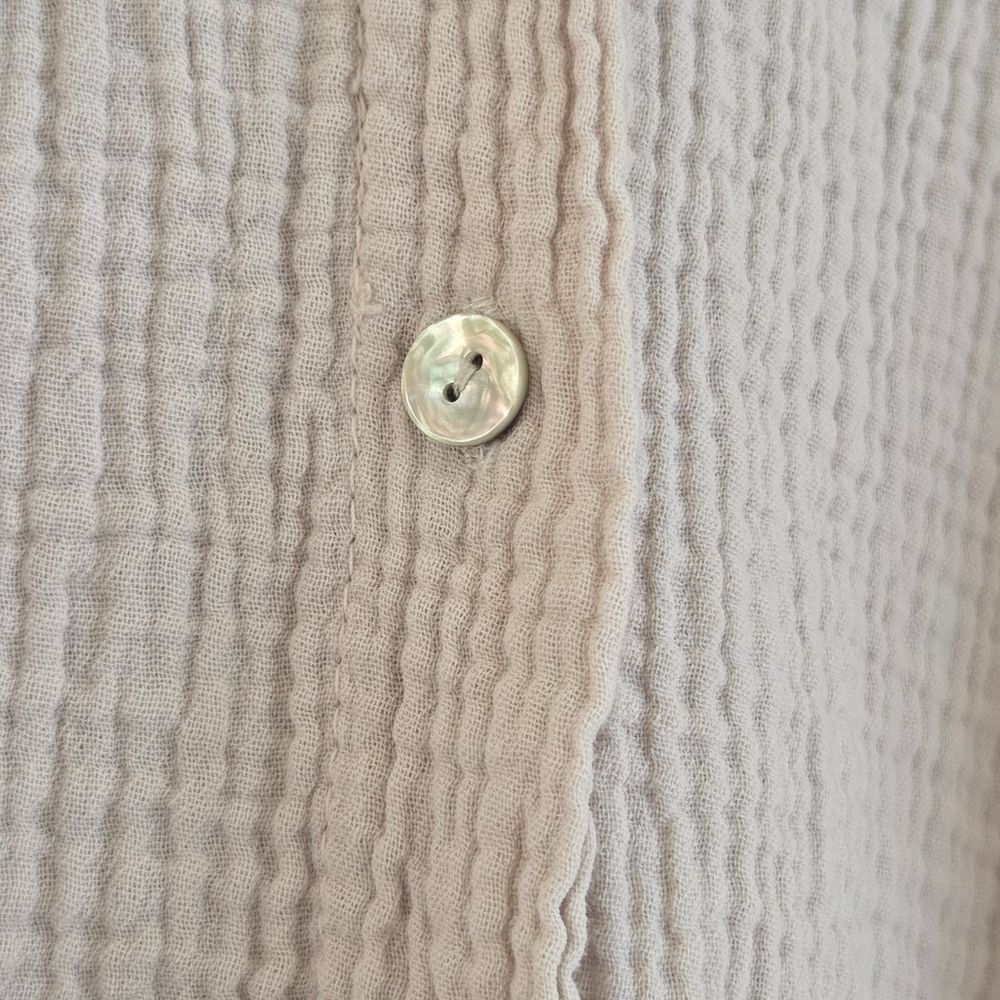 Italian Made Gauze Cotton Blouse Baggy Shirt Natural Neutral Beige One Size L - Picture 8 of 15